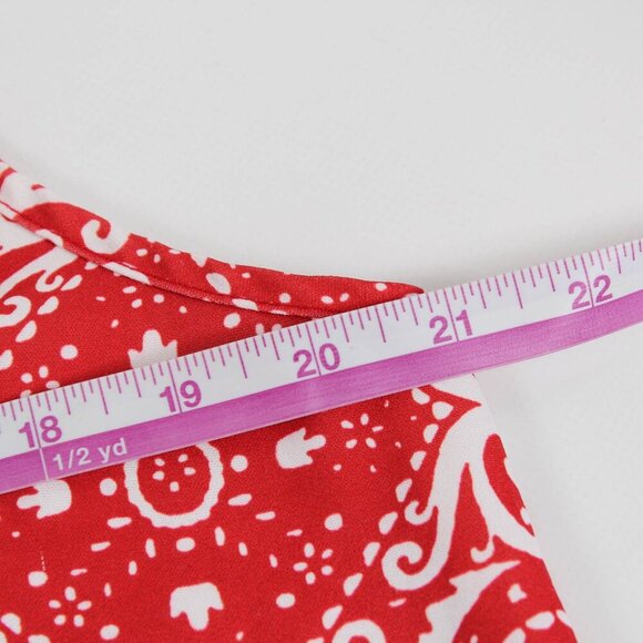 TECREW Women's Boho Red Floral V Neck Spaghetti Straps Tank Top Bandana Large - Picture 8 of 9